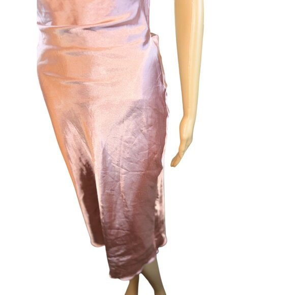 Sweetest Pink Sleeveless Lace Up Satin Dress Size XS - Picture 9 of 10